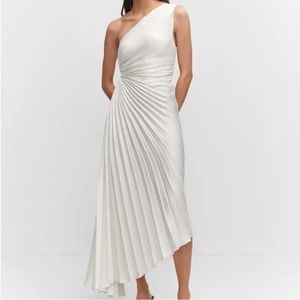 Mango Asymmetrical Pleated Dress